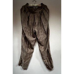 Spitalnick Women's Size 12 High Rise Pleated Silk Pants Brown Animal Print
